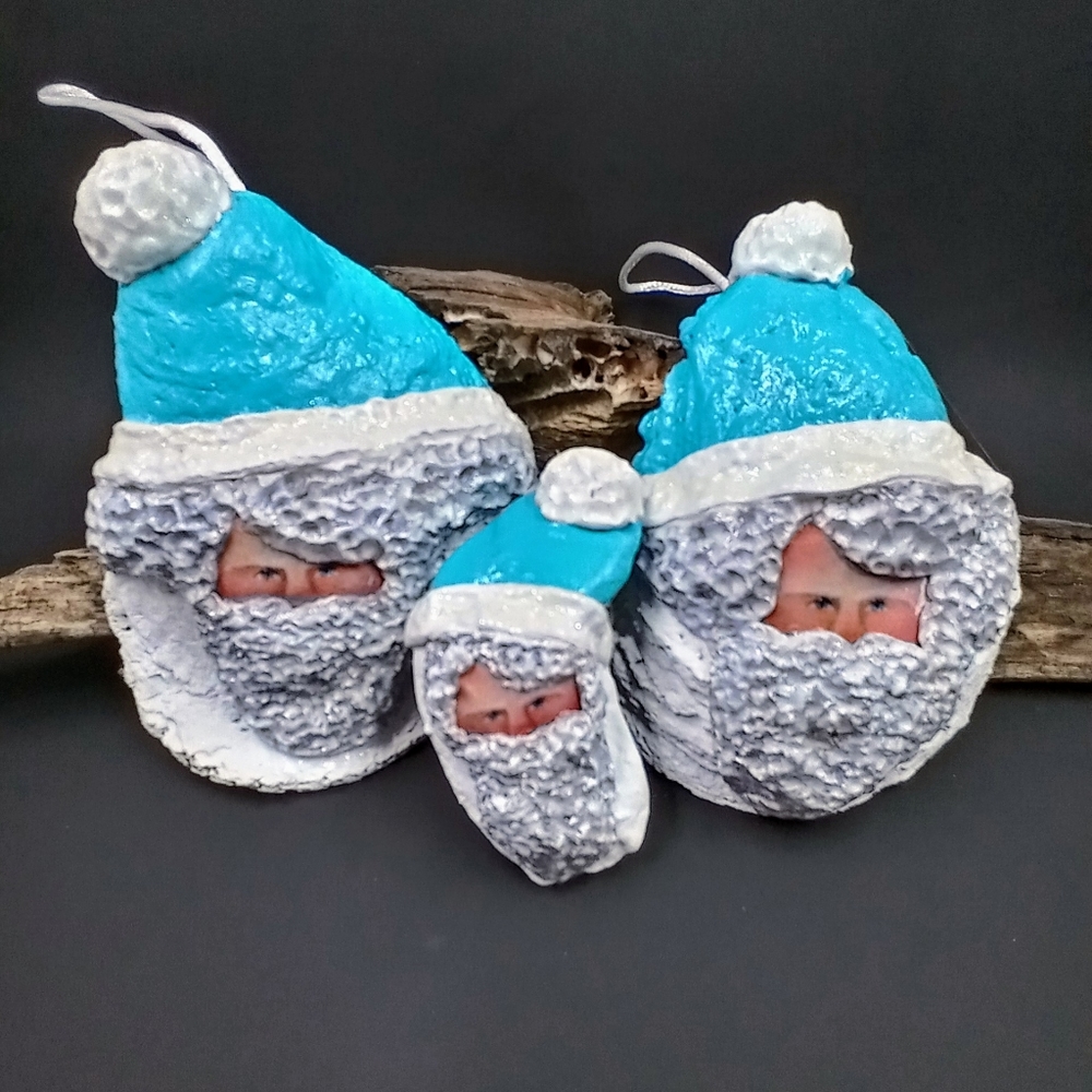 Oyster Shell Santa Ornaments
